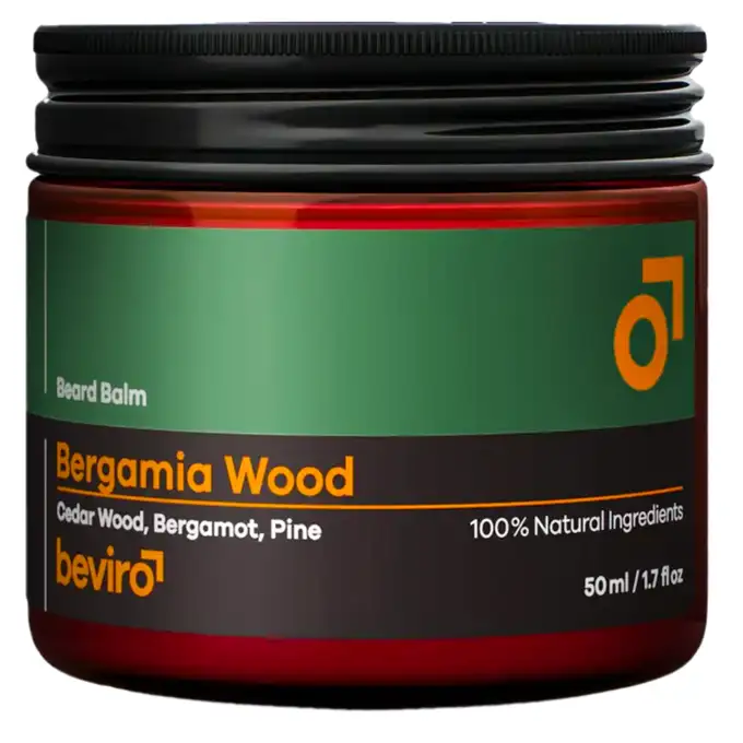 Beviro bergamia wood beard balm Balsam do brody o zapachu cedru, sosny i bergamotki 50ml