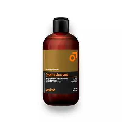 Beviro Natural Body Wash Sophisticated - Naturalny żel do mycia ciała o zapachu bergamotki, kolendry, cedru - dla dojrzałych mężczyzn 250ml