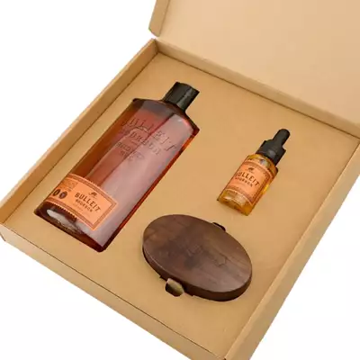Pan Drwal Bulleit Bourbon Grooming Kit - Żel pod prysznic, kartacz oraz olejek do brody 30 ml