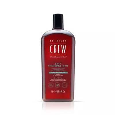 American Crew - 3w1 męski szampon żel pod prysznic i odżywka, zapach rumianku i sosnowych igieł 1000 ml