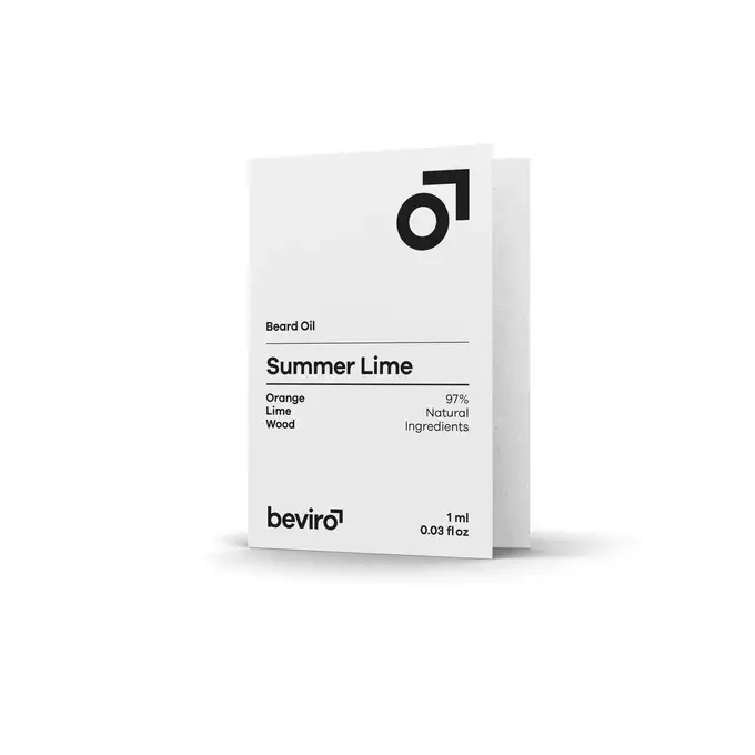 Beviro Summer lime beard oil - Olejek do brody o zapachu pomarańczy, limonki i nut drzewnych tester 1ml