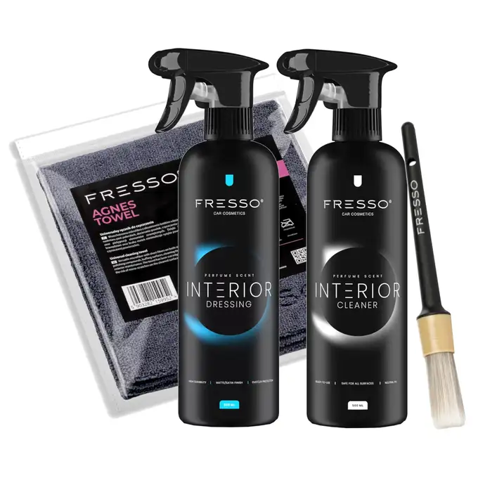 Zestaw Fresso Interior Cleaner 500 ml x Fresso Interior Dressing 500ml x Agnes x Brush no.12