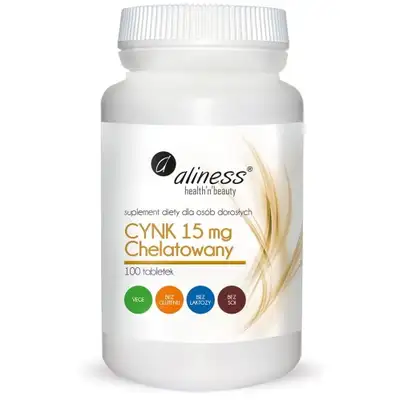 Aliness - Suplement diety - Aliness Cynk Chelatowany 15 mg x 100 tabletek