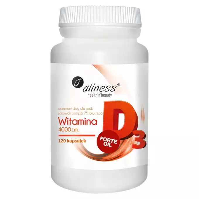 Wiosenny zestaw suplementów Aliness - Witamina D3 4000 Forte 120szt. + Witamina C 1000mg 100szt.