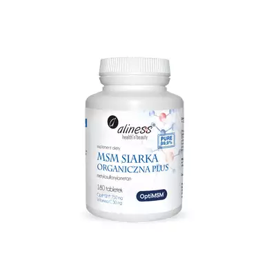 Aliness - Suplement diety - MSM Siarka Organiczna PLUS x 180 kapsułek