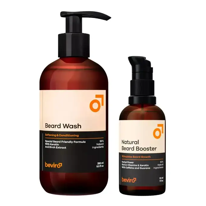 Beviro zestaw porost brody - Natural beard booster oraz szampon do pielęgnacji zarostu