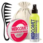 Zestaw do stylizacji włosów HEDCOMET - Pomada Supersonic Clay, tonik Upriser, grzebień teksturyzujący oraz worek