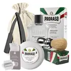 Zestaw prezentowy do golenia - Pędzel, mydło i balsam po goleniu Proraso oraz brzytwa z paczką żyletek Muhle