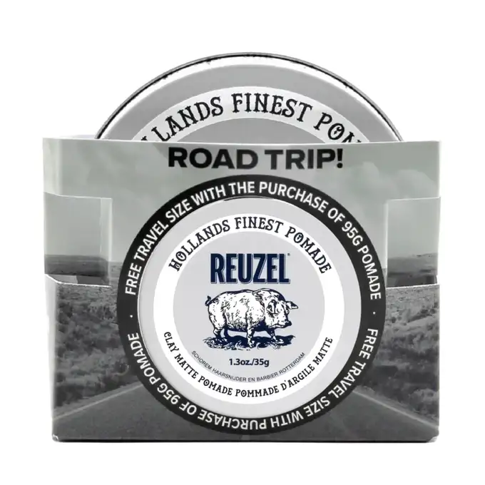 Reuzel Road Trip Clay - Zestaw glinek do włosów średni chwyt/mat wykończenie 95g+35g