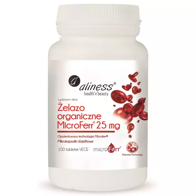 Aliness - Suplement diety - Żelazo organiczne MicroFerr® 25 mg x 100 tabletek