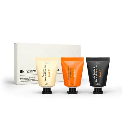 Beviro - Skincare Discovery Set - Żel do mycia twarzy, krem nawilżający oraz Forever Young 2.0 Elixir 3x15ml