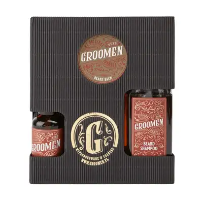 Groomen Fire - Zestaw do pielęgnacji brody balsam, olejek i szampon