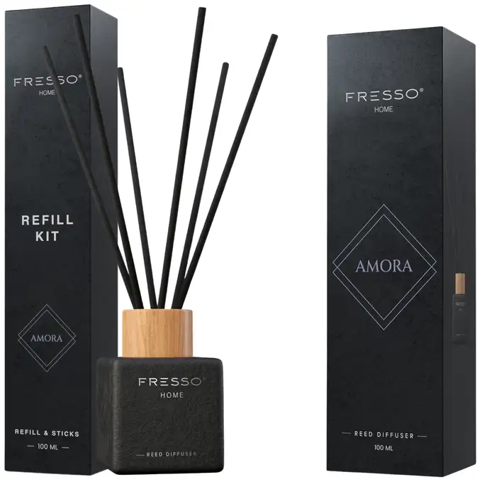 Zestaw Fresso Dyfuzor Zapachowy Amora 100ml + Refill KIT 100ml