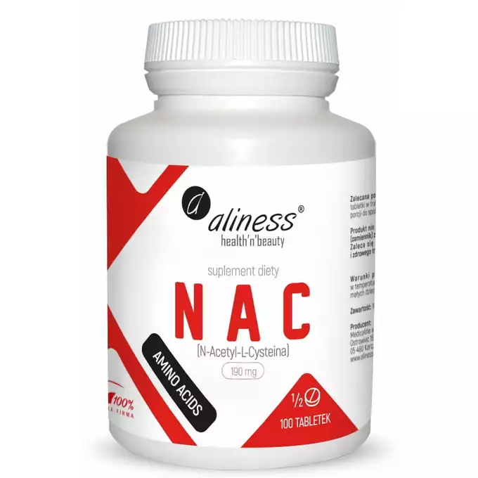 Aliness - Suplement diety - NAC N-Acetyl-L-Cysteine 190 mg (1/2 tab) x 100 kapsułek
