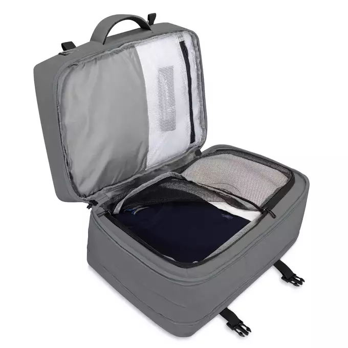 James Hawk Travel Backpack Stone - Plecak podręczny do samolotu otwarty