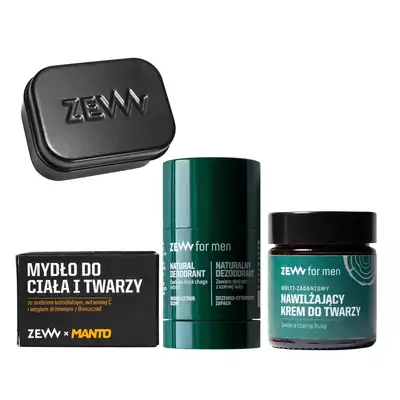 Zew for Men zestaw do pielęgnacji ciała - dezodorant, krem, mydło i czarna mydelniczka 
