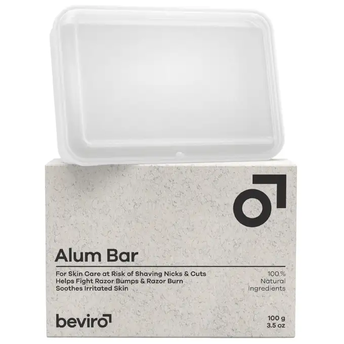 Beviro Alum Bar - Naturalny kamień na zacięcia po goleniu 100g