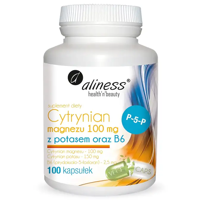 Aliness - Suplement diety - Cytrynian Magnezu z Potasem i B6 x 100 kapsułek