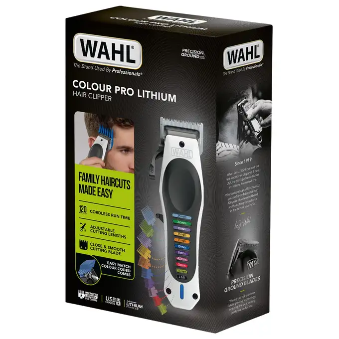 WAHL Maszynka Color Pro Lithium - Bezprzewodowa swoboda i intuicyjny system kolorowych nasadek dla całej rodziny