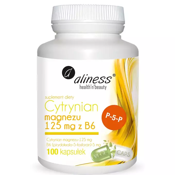 Aliness - Cytrynian Magnezu 125 mg z B6 na skurcze mięśni 100 kapsułek