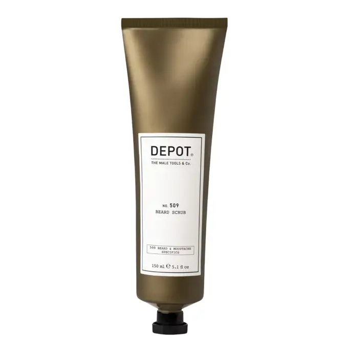 Zestaw do pielęgnacji brody DEPOT - Szampon, olejek o drzewno-skórzanym zapachu oraz peeling
