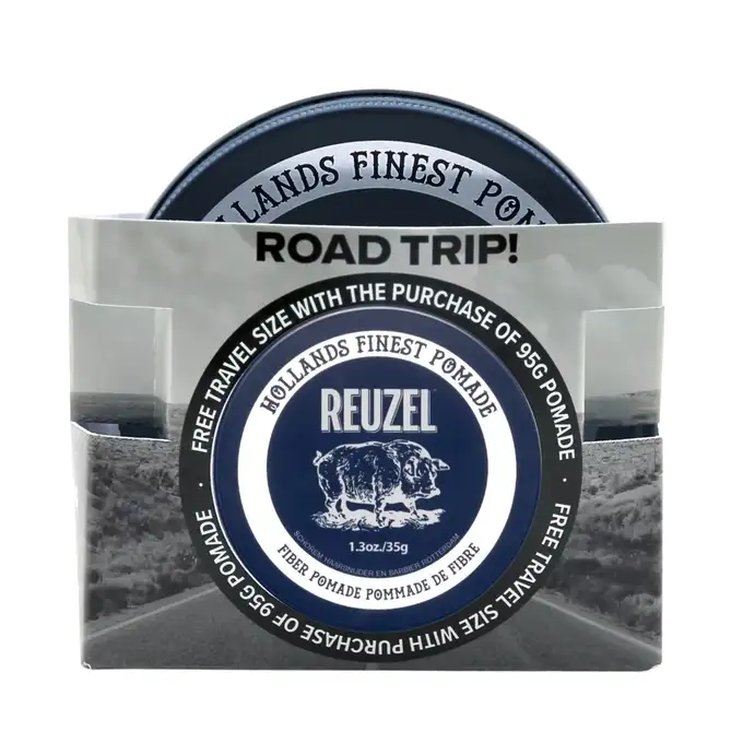 Reuzel Road Trip Fiber - Zestaw włóknistych past do włosów o mocnym chwycie i naturalnym wykończeniu 95g+35g