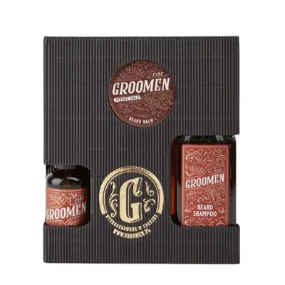 Groomen Fire STRONG - Zestaw do pielęgnacji brody balsam, olejek i szampon