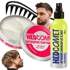 Zestaw do stylizacji włosów HEDCOMET - Pomada Supersonic Clay, tonik Upriser, grzebień teksturyzujący oraz worek