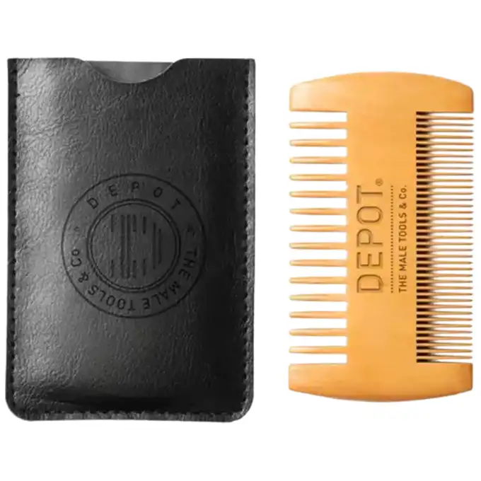 Depot 739 Grzebień Wooden Beard with Case - Drewniany grzebień do brody z etui