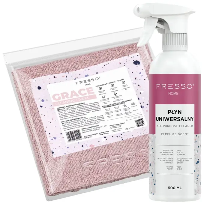 Fresso Home Płyn Uniwersalny 500ml + Grace Cleaning Towel – Zestaw do codziennego sprzątania