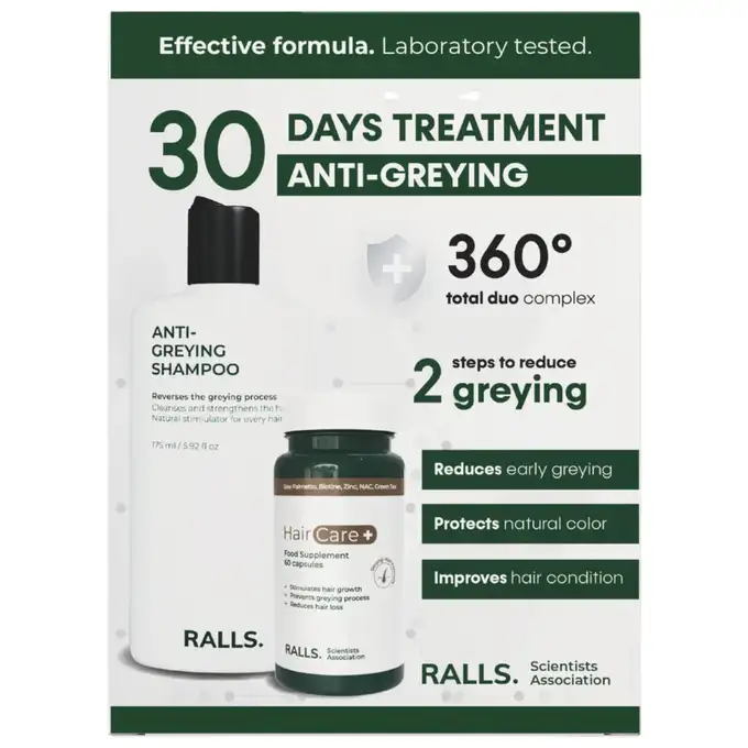 Ralls Anti-Greying - Kuracja przeciw siwieniu włosów szampon + suplement diety w kapsułkach