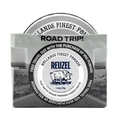 Reuzel Road Trip Clay - Zestaw glinek do włosów średni chwyt/mat wykończenie 95g+35g
