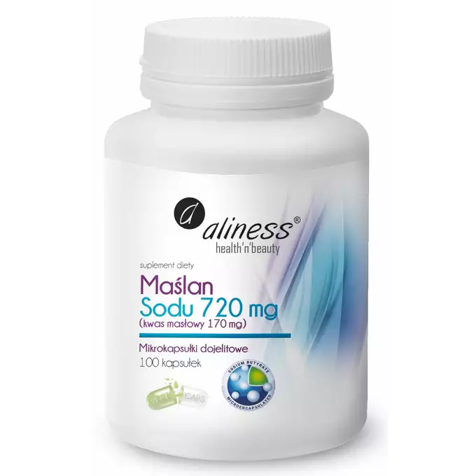 Aliness - Maślan Sodu 720 mg – zdrowe jelita, lepsze trawienie x 100 kapsułek