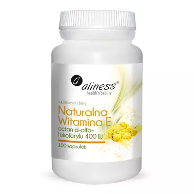 Aliness - Naturalna witamina E 400IU D-alfa-tokoferyl x 100 kapsułek