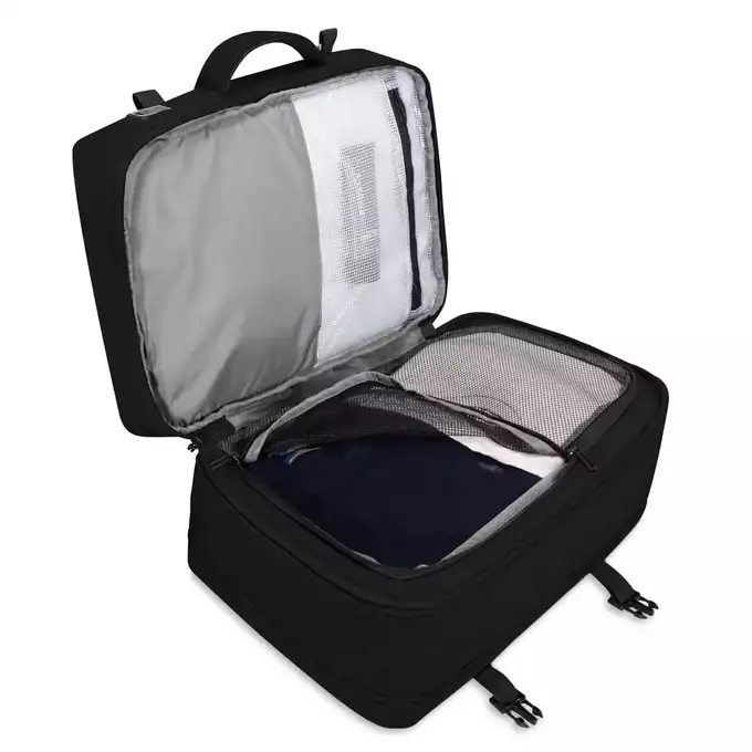 James Hawk Travel Backpack Black - Plecak podręczny do samolotu otwarty 