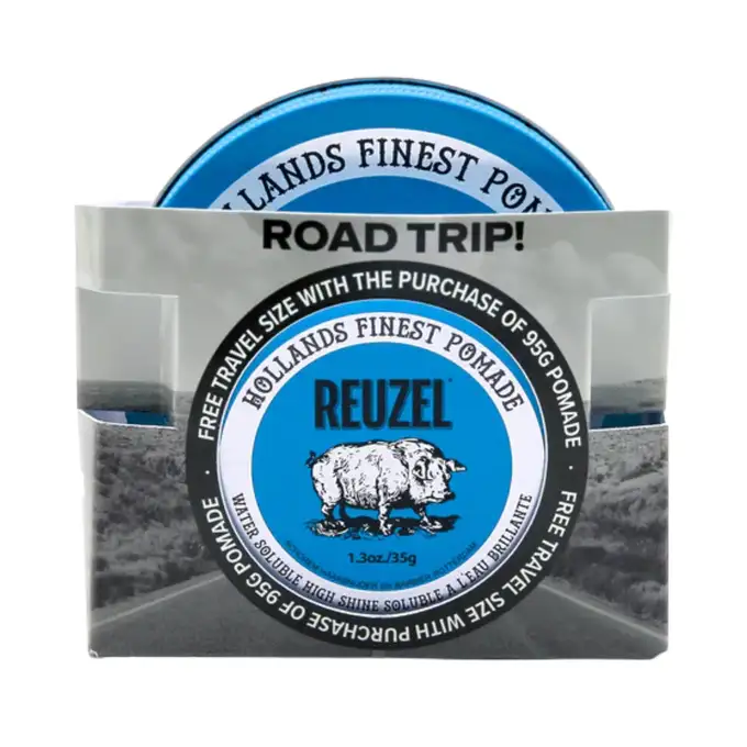 Reuzel Road Trip Blue - Zestaw wodnych pomad do włosów wysoki połysk mocne utrwalenie 95g+35g