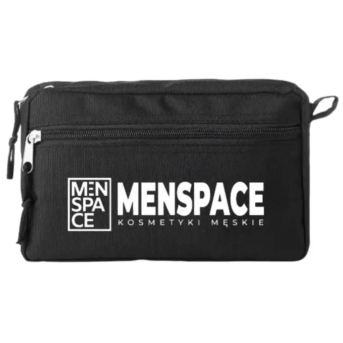 Męska Kosmetyczka Podróżna 600D RPET Czarna z Logo MENSPACE