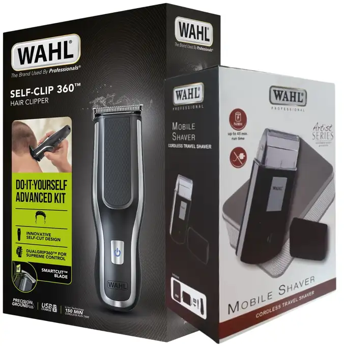 Zestaw Wahl: Maszynka rotacyjna Self-Clip 360 + Golarka turystyczna Travel Shaver 3615-1016