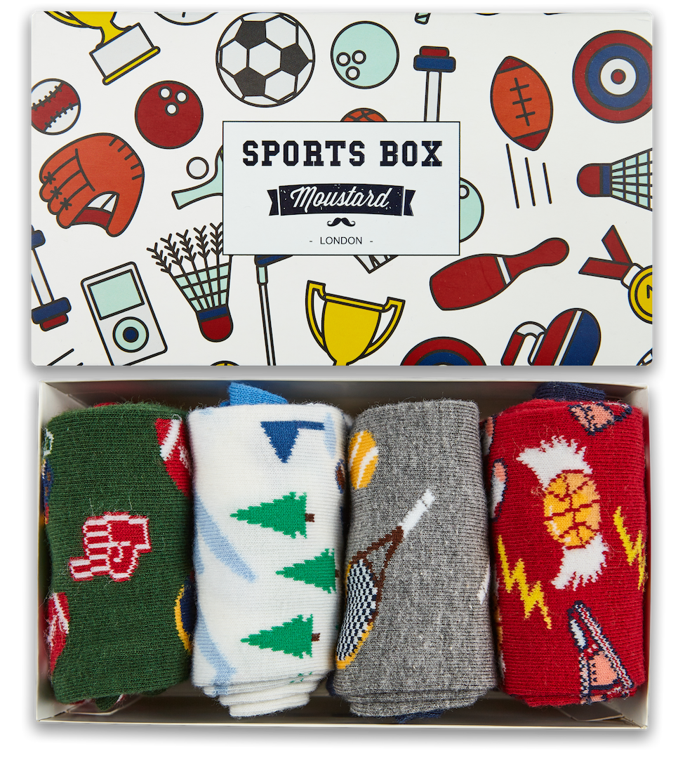 Moustard London - Sport Socks Box - Zestaw prezentowy 4 pary skarpetek